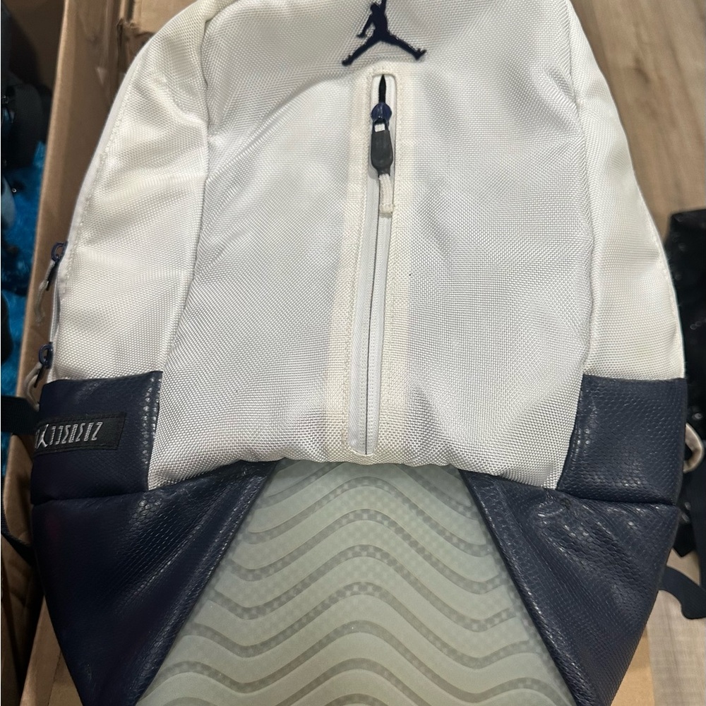 Jordan White and Navy Backpack